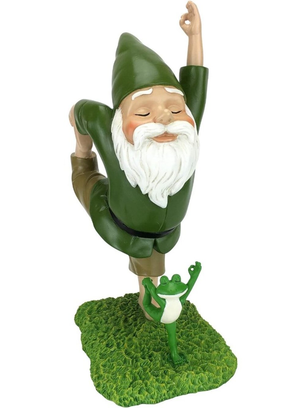Zen Gnome & Frog Figurine - 11” Miniature Garden Decor for Tranquility & Peace